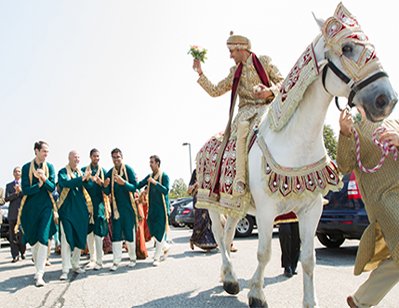indian groom on horse